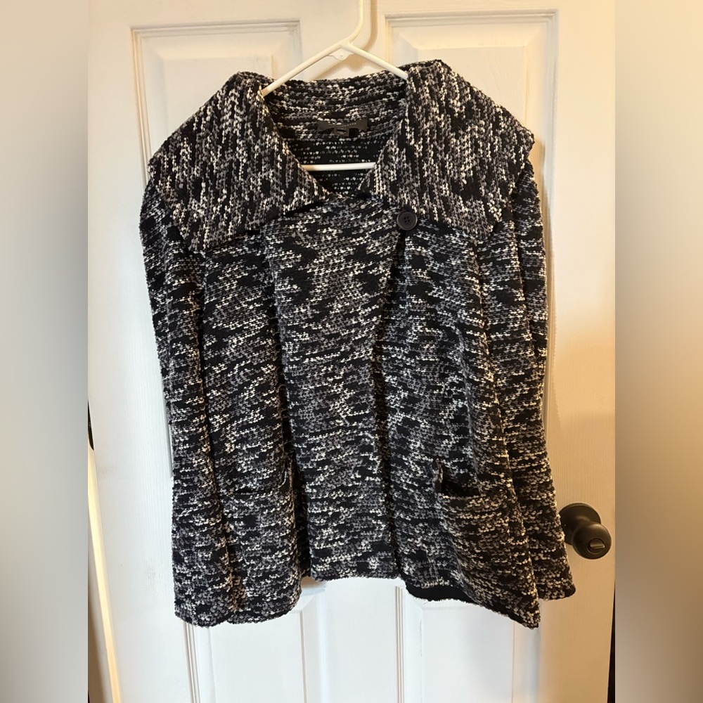 St. John Black and White Marled Knit Cardigan